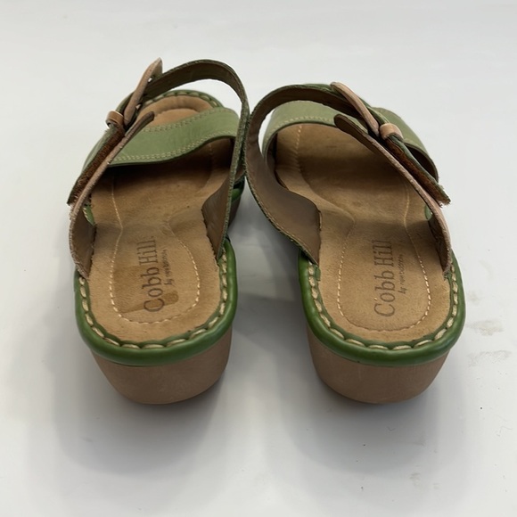 Cobb  Hill Omara C green and tan leather wedge sandal size 9.5 W - Picture 4 of 16